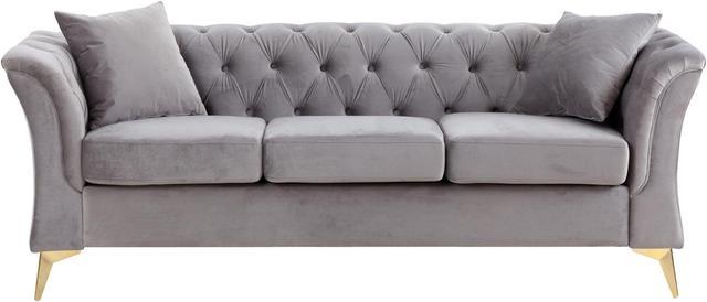 6 Seater Grey velvet Tufted Sofa Set