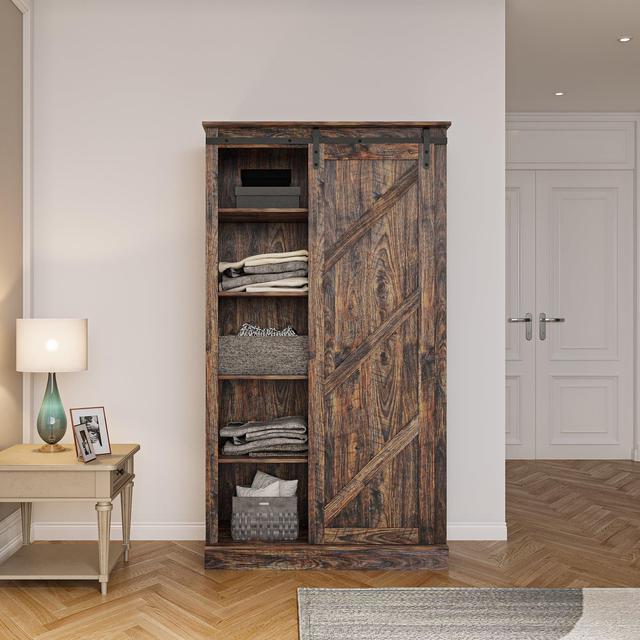 Tall Storage Cabinet Country Wood Rustic Farmhouse Pantry Cupboard