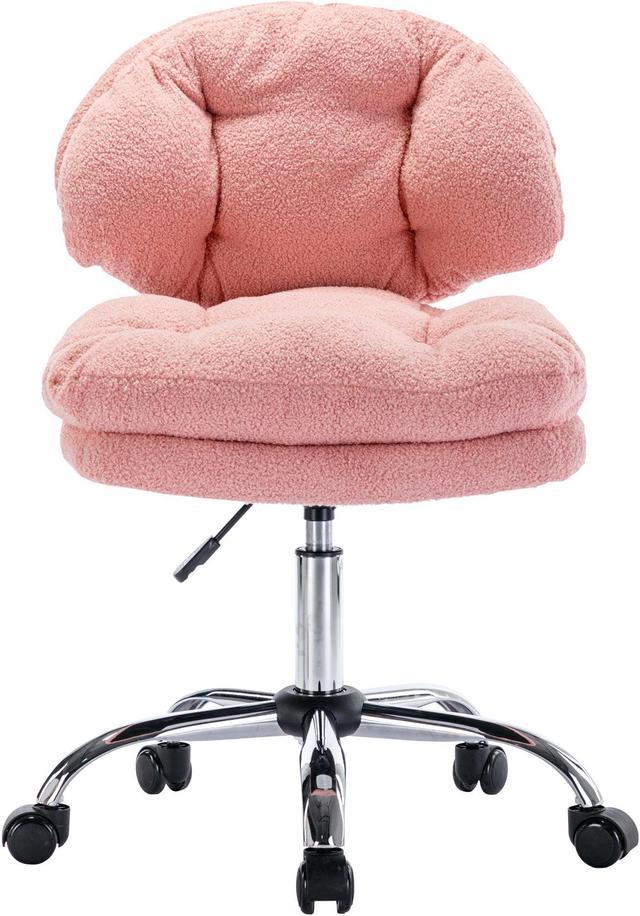 Teddy Velvet Makeup Pink Home Office Chair Bling Desk Nail Desk