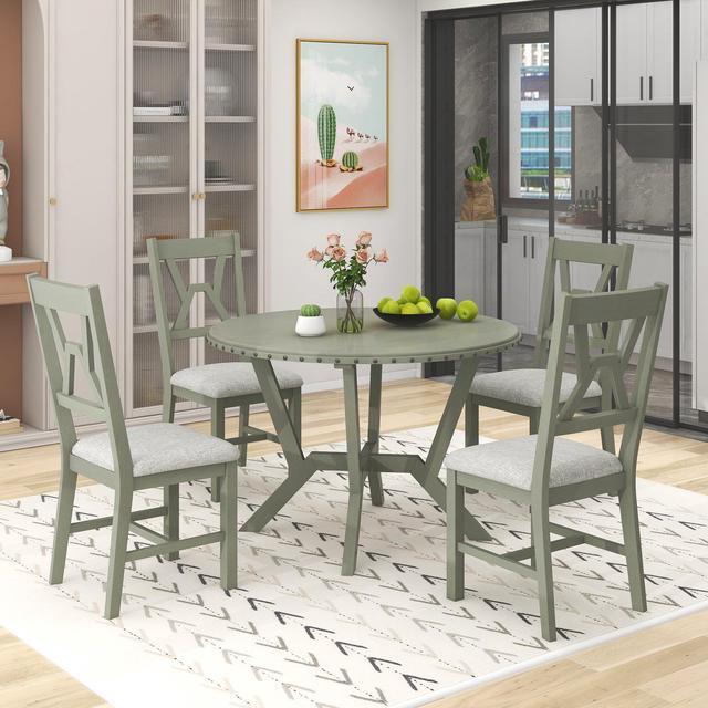 Round kitchen table with upholstered online chairs