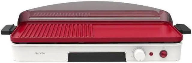 Alt view image 3 of 3 - Crux CRUXGG 1750-Watt Heating System 500°F Extra Large Ceramic Nonstick Searing Grill & Griddle, Subcategory: Waffles/Griddles/Pizzelles, Color: Red & White - Grill Size 20" X 10"