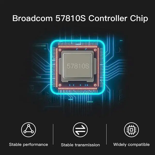 Alt view image 7 of 7 - 10Gb Ethernet NIC with BCM57810S Controller, 10G PCI-E Network Card Compare to Broadcom 57810S Converged Ethernet Network Adapter, Dual SFP+ Ports, PCI Express X8