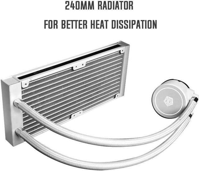 Alt view image 3 of 7 - ID-COOLING FROSTFLOW X 240 Snow CPU Water Cooler LGA1700 Compatible AIO Cooler 240mm CPU Liquid Cooler White LED 2x120mm PWM Fans, Intel 1700/1200/115X, AMD AM4/AM5