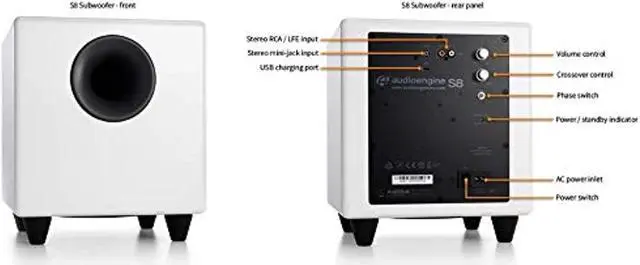 Alt view image 3 of 7 - Audioengine S8 250W Powered Subwoofer, Built-in Amplifier (Black)