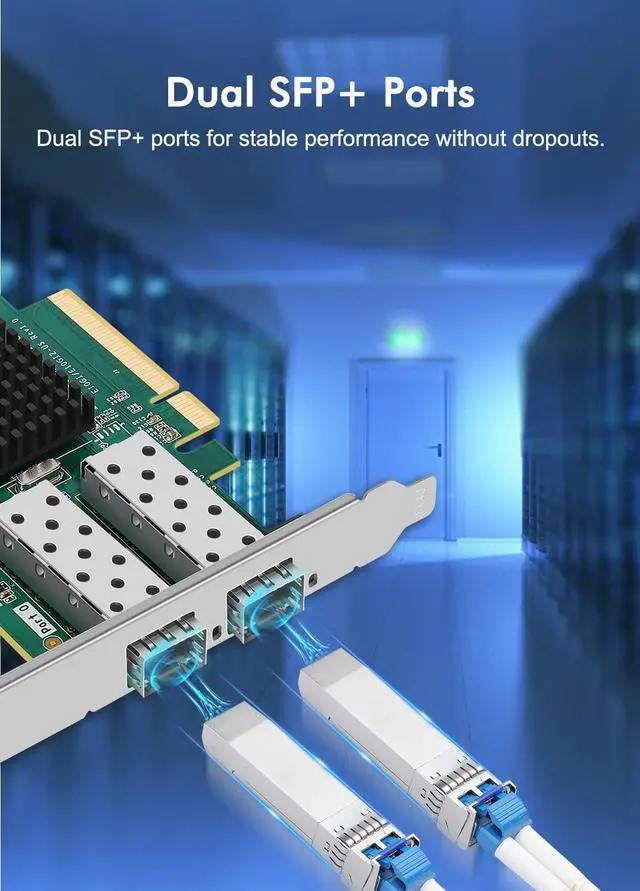 Alt view image 5 of 6 - 10Gb Dual LAN SFP PCI-e Network Card, Intel 82599(X520) Controller, NICGIGA 10Gbps Ethernet Adapter, 2*10Gbe SFP Port, 10G NIC Card, Support Windows/Windows Server/Linux/VMware