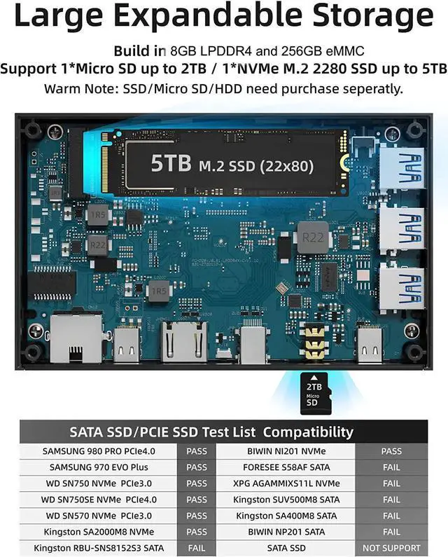 Alt view image 6 of 7 - MeLE Quieter2Q Fanless Mini PC Computer Windows 11 Pro J4125 4GB 64GB Dual HDMI 4K Display Portable Desktop for Business Astrophotography Media Office Support M.2 NVMe SATA 2280 SSD Win10 Linux