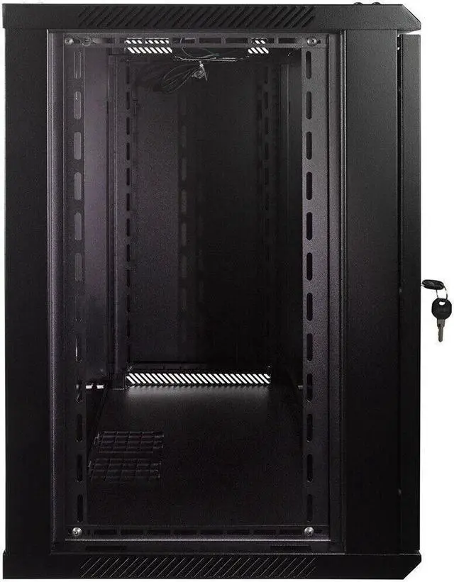 Alt view image 3 of 6 - 12U Wall Mount Network Server Data Cabinet Enclosure Rack Glass Door Lock w/ Fan