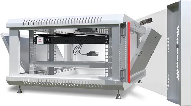 Alt view image 2 of 7 - Network Data Cabinet - 6U Rack Mount - Wall Mount IT Rack - Locking - Server Rack - 24-Inch deep Data Rack - Gray Server Cabinet with POWERBAR/Fan/Shelf/LEVELERS/for Servers - A/V (6U 24"x24"x14.5")