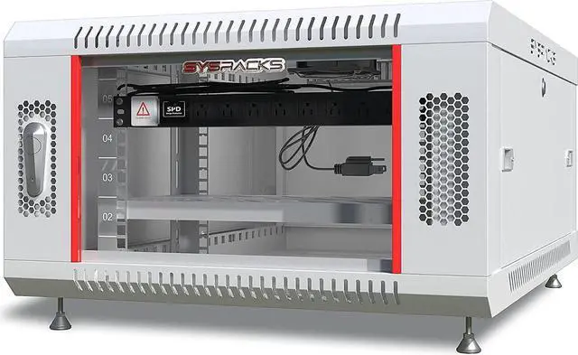 Main image of Network Data Cabinet - 6U Rack Mount - Wall Mount IT Rack - Locking - Server Rack - 24-Inch deep Data Rack - Gray Server Cabinet with POWERBAR/Fan/Shelf/LEVELERS/for Servers - A/V (6U 24"x24"x14.5")