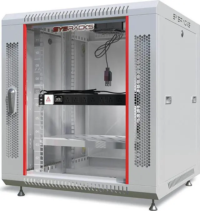Alt view image 2 of 7 - Network Data Cabinet - Rack Mount - Wall Mount IT Rack - Locking - Server Rack - 24-Inch deep Data Rack - Gray Server Cabinet with POWERBAR/Fan/Shelf/LEVELERS/for Servers - A/V (12U 24"X24"X24")