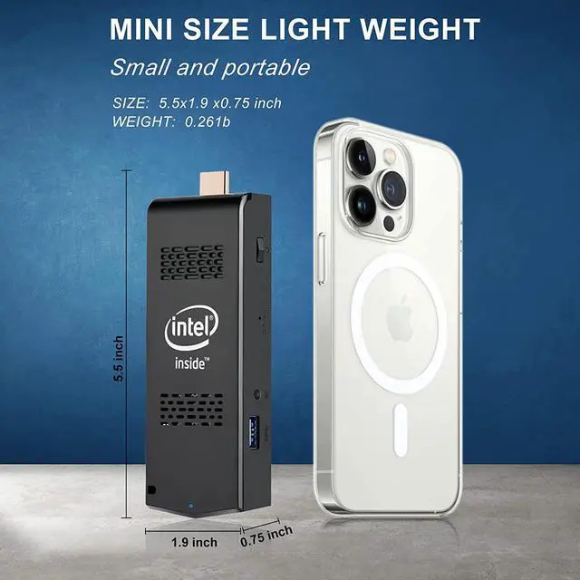 Alt view image 3 of 7 - PC Stick with Intel Celeron J4125 Windows 11 Pro 8GB DDR4 128GB SSD Mini Computer Stick Support UHD 4K 60Hz WiFi 2.4G/5G Gigabit Ethernet BT 4.2