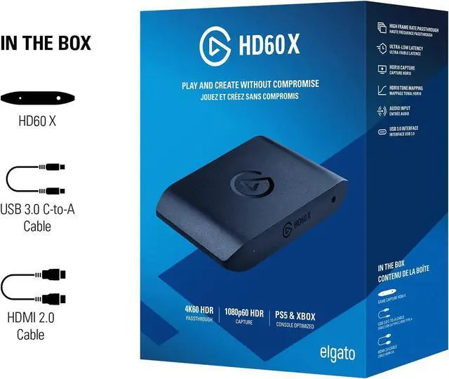 Alt view image 6 of 7 - Elgato HD60 X External Capture Card - Stream and record in 1080p60 HDR10 or 4K30 HDR10 with ultra-low latency on PS5, PS4/Pro, Xbox Series X/S, Xbox One X/S, in OBS and more, works with PC and Mac