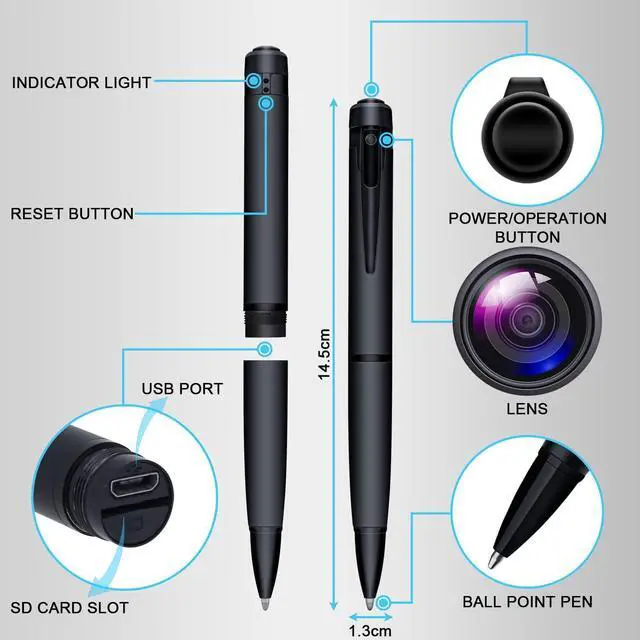 Alt view image 7 of 7 - 64GB Spy Camera Pen, Hidden Camera Full HD 1080P Mini Spy Pen Camera Camcorder with Photo Taking,Nanny Cam Hidden Camera, Small Hidden Camera with Motion Detection for Business Meeting [2022 Version]