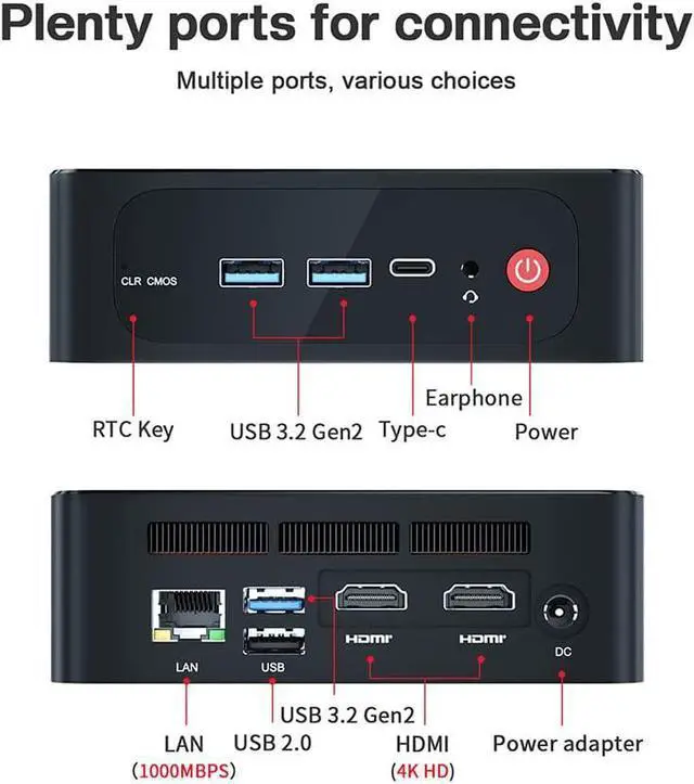Alt view image 4 of 7 - Beelink SER5 Mini PC, AMD Ryzen 5 5500U(7nm, 6C/12T) up to 4.0GHz, Mini Computer 16GB DDR4 RAM 500GB NVME SSD, Micro PC 4K@60Hz Triple Display, Mini Gaming Computer WiFi6 BT5.2 57W HTPC