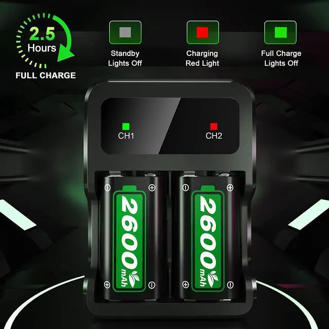 Alt view image 3 of 7 - Rechargeable Battery Packs for Xbox Series X|S/Xbox One, Ponkor 4x2600mAh Batteries with High-Speed Charging Station for Xbox One S/Xbox One X/Xbox One Elite Wireless Controller