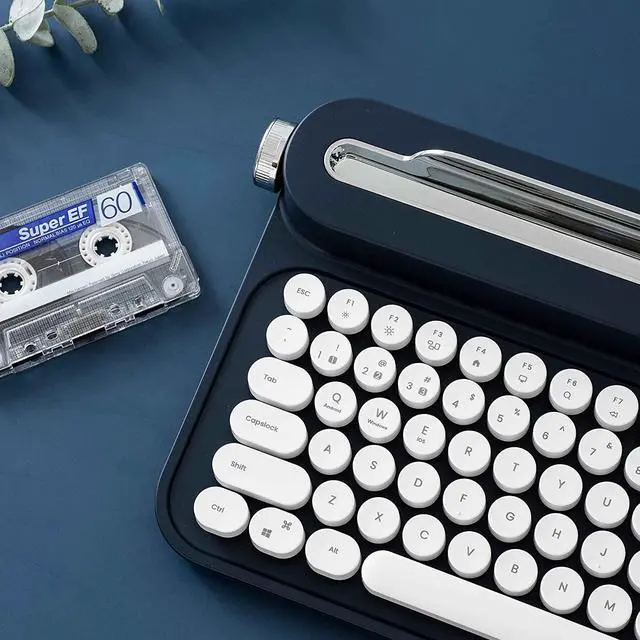 Alt view image 5 of 6 - ACTTO B305 Wireless Keyboard, Retro Bluetooth Typewriter Keyboard with Integrated Stand for Multi-Device (B305 English, Midnight)