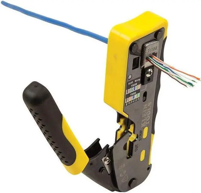 Alt view image 6 of 7 - Klein Tools VDV226-110 Ratcheting Modular Data Cable Crimper / Wire Stripper / Wire Cutter for RJ11/RJ12 Standard, RJ45 Pass-Thru Connectors