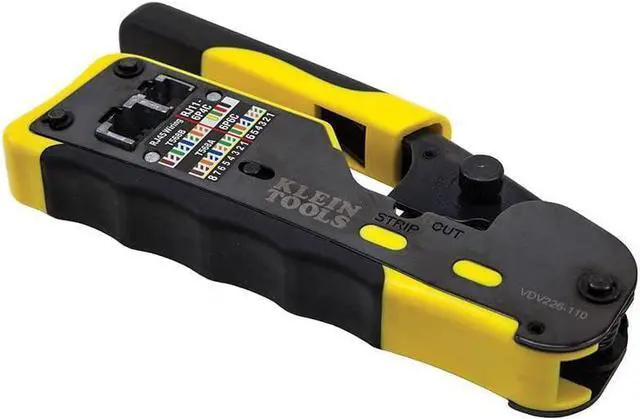 Alt view image 7 of 7 - Klein Tools VDV226-110 Ratcheting Modular Data Cable Crimper / Wire Stripper / Wire Cutter for RJ11/RJ12 Standard, RJ45 Pass-Thru Connectors