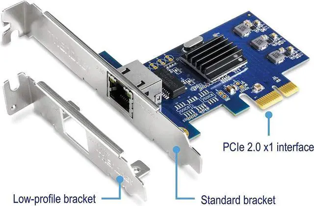 Alt view image 7 of 7 - TRENDnet 2.5GBase-T PCIe Network Adapter, TEG-25GECTX, Converts a PCle Slot into a 2.5G Ethernet Port, 802.1Q VLAN Tagging, Standard & Low-Profile Brackets Included, Windows Support, 9KB Jumbo Frames