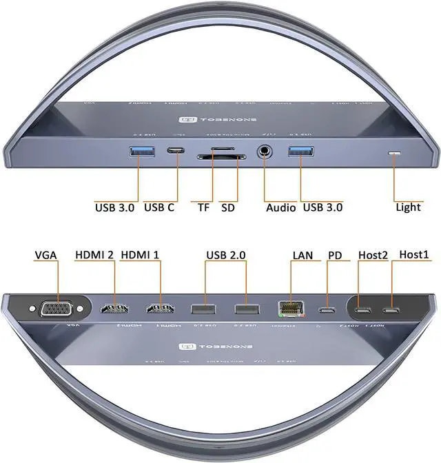 Alt view image 5 of 7 - USB C Docking Station Dual Monitor for MacBook Pro/Air, USB C Dock Dual HMDI, USB C Hub with 2 4K HDMI for Mac, Docking Station Stand with VGA, USB C, PD3.0, 4 USB, Ethernet, Micro SD/TF, 3.5mm Audio