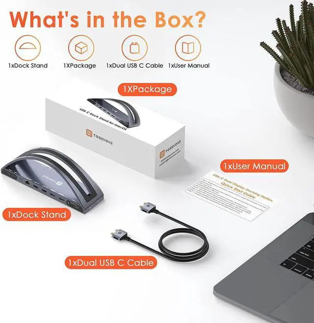 Alt view image 6 of 7 - USB C Docking Station Dual Monitor for MacBook Pro/Air, USB C Dock Dual HMDI, USB C Hub with 2 4K HDMI for Mac, Docking Station Stand with VGA, USB C, PD3.0, 4 USB, Ethernet, Micro SD/TF, 3.5mm Audio