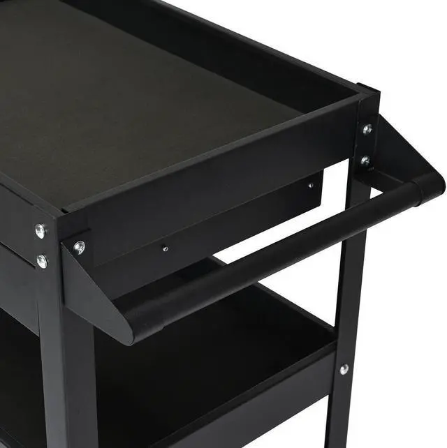 Alt view image 5 of 5 - IRONMAX Three Tray Tool Cart Organizer Rolling Utility Decker w/Drawer Black