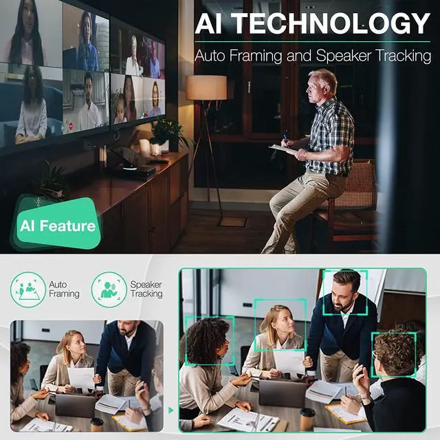 Alt view image 5 of 7 - Yealink Video and Audio Conferencing System Conference Room Camera Video Bar UVC40 for Office Meeting Rooms Teams Zoom Certified 133° Super Wide Angle Lens Speaker Tracking