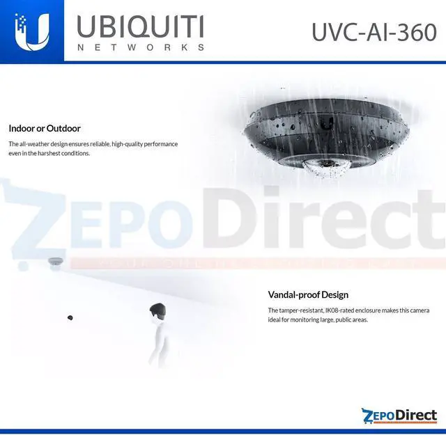 Alt view image 5 of 6 - Ubiquiti Networks UniFi Protect AI 360 IPX4, PoE Security Camera UVC-AI-360