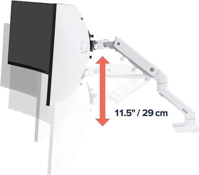 Alt view image 3 of 7 - HX Single Ultrawide Monitor Arm with HD Pivot, VESA Desk Mount for 1000R Curved Monitors Up to 49 Inches, 28 to 42 lbs White