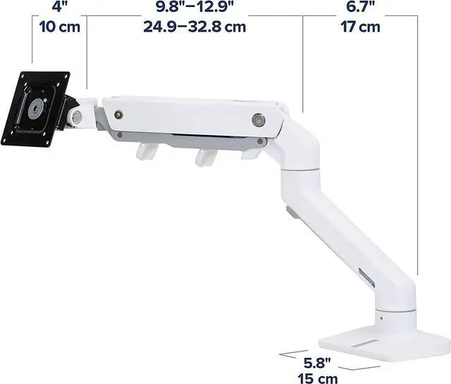Alt view image 4 of 7 - HX Single Ultrawide Monitor Arm with HD Pivot, VESA Desk Mount for 1000R Curved Monitors Up to 49 Inches, 28 to 42 lbs White