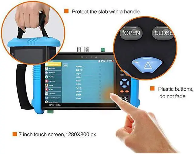 Alt view image 2 of 7 - Upgraded 7 inch IPS Touch Screen H.265 4K IPC-9800 Plus IP Camera Tester CCTV CVBS Analog Tester Built in WiFi with POE/WIFI/8G TF Card/HDMI Output/RJ45 TDR/Dual Window Test/Firmware