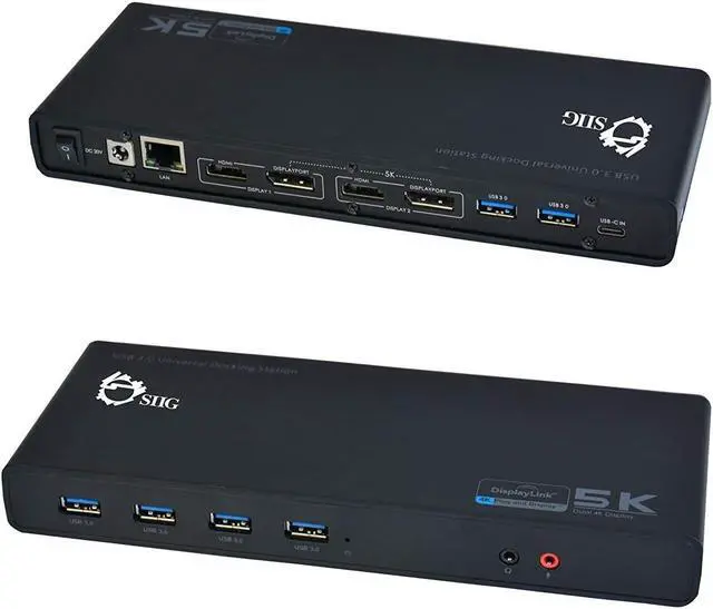 Alt view image 5 of 6 - SIIG USB Type C 4K Dual Monitor Docking Station - Dual 4K@60HZ or Single 5K@60Hz Video Laptop Dock - Thunderbolt 3 Compatible (2 HDMI, 2 DisplayPort Outputs, Gigabit Ethernet, 6 USB 3.0 Ports)
