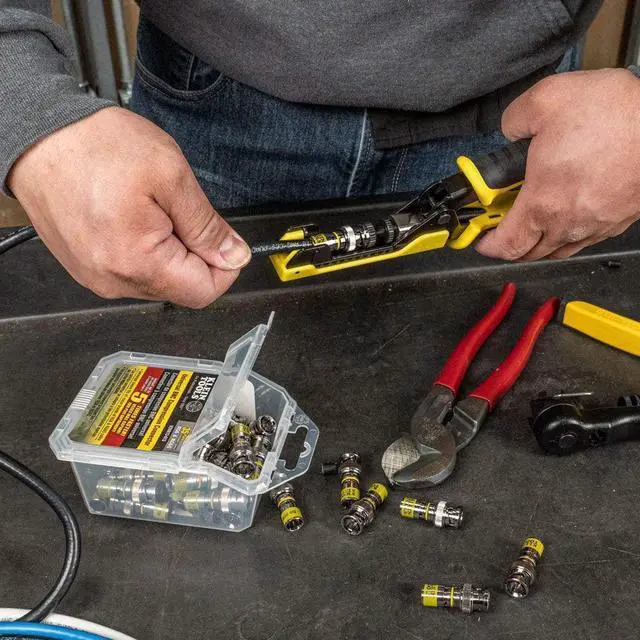 Alt view image 3 of 3 - Klein Tools VDV813-613 BNC-Connector for RG6/6Q Coaxial Cables, Universal Compression Connectors, Male, 35-Pack