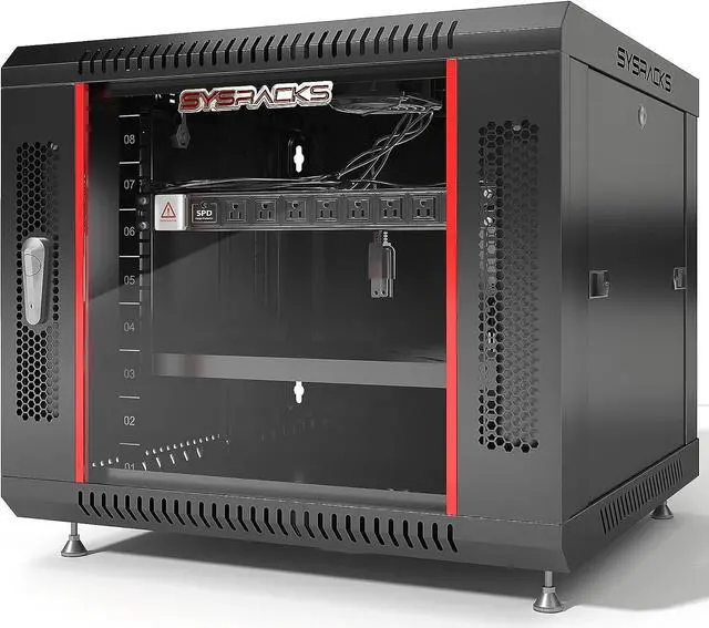 Main image of Network Data Cabinet - 9U Rack Mount - Wall Mount IT Rack - Locking - Server Rack - 24-Inch deep Data Rack - Server Rack Cabinet with POWERBAR/Fan/Shelf/FEET/for Servers - A/V Equipment