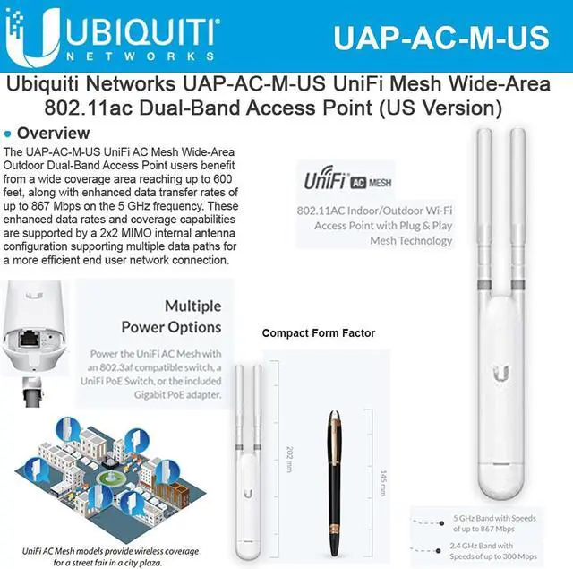 Main image of Ubiquiti Networks UAP-AC-M-US UniFi AC Mesh Wide-Area In/Out Dual-Band Access Point (US Version)