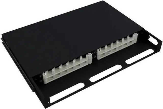 Alt view image 3 of 4 - CableRack 1U Telescoping Rackmount Fiber Enclosure 24-Core Black with 24 Multimode LC Couplers