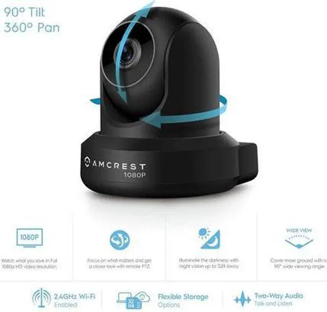 Alt view image 4 of 5 - Amcrest ProHD 1080P WiFi Camera 2MP (1920TVL) Indoor Pan/Tilt Security Wireless IP Camera IP2M-841B (Black)