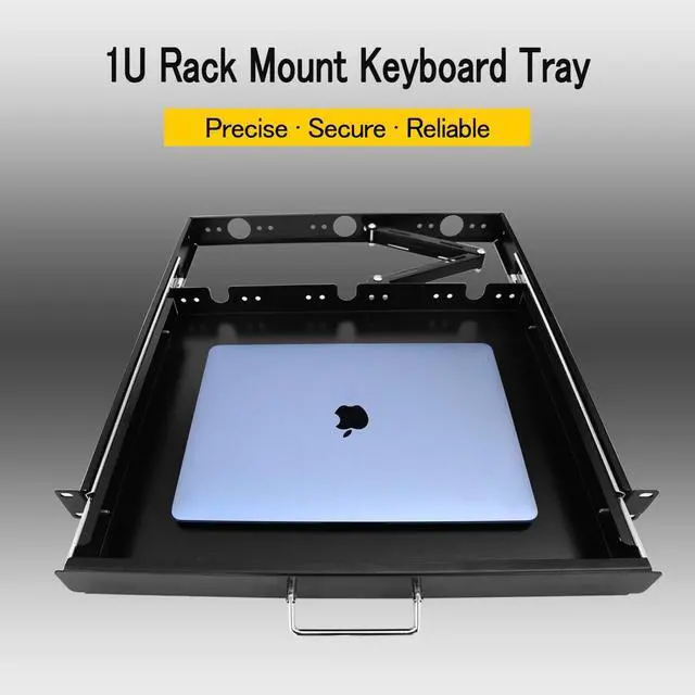 Alt view image 3 of 6 - 1U Rack Mount Sliding Keyboard Drawer 19" Keyboard Tray