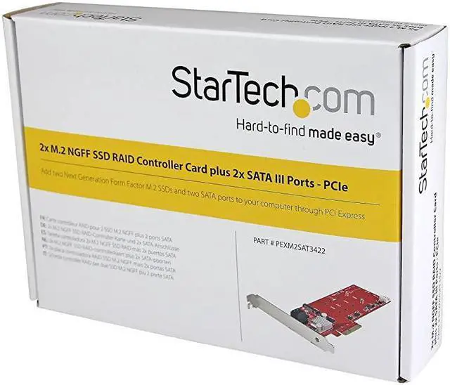 Alt view image 6 of 6 - com 2x M.2 NGFF SSD RAID Controller Card plus 2x SATA III Ports - PCIe - Two Slot PCI Express M.2 RAID Card plus Two SATA Ports (PEXM2SAT3422)