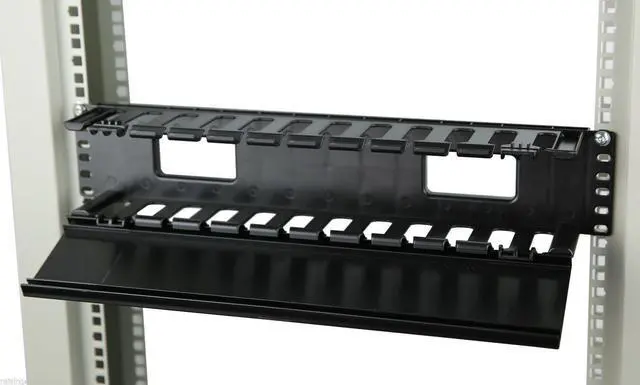 Alt view image 4 of 5 - 2U Horizontal Rack Mount Cable Management Unit with Panel Plastic 19"