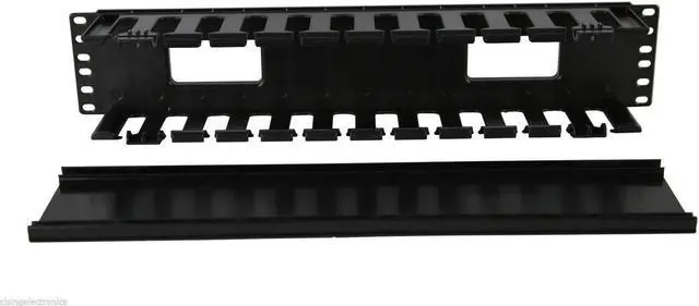Alt view image 5 of 5 - 2U Horizontal Rack Mount Cable Management Unit with Panel Plastic 19"
