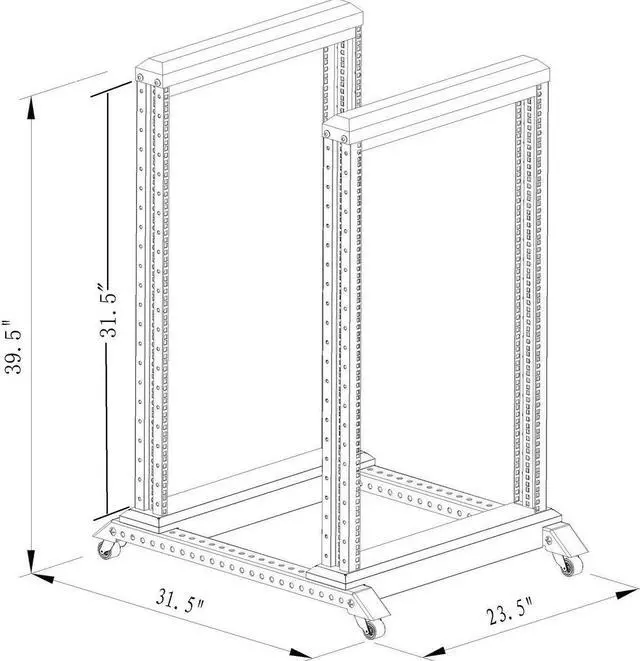 Alt view image 2 of 4 - 15U 4 Post Open Frame 19" Server Steel Rack 24" Deep With Supporting rails