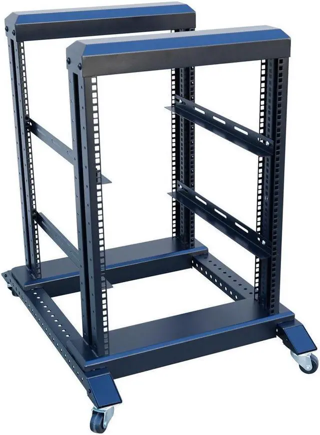 Alt view image 4 of 4 - 15U 4 Post Open Frame 19" Server Steel Rack 24" Deep With Supporting rails