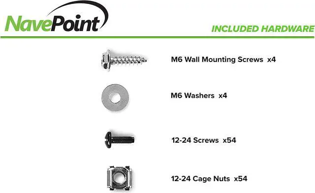 Alt view image 5 of 5 - NavePoint 9U Open Frame Wall Mount Server Rack for 19" Networking IT Equipment & A/V Gear, 24.81" Depth, 198 lbs Weight Capacity, 12-24 Threaded