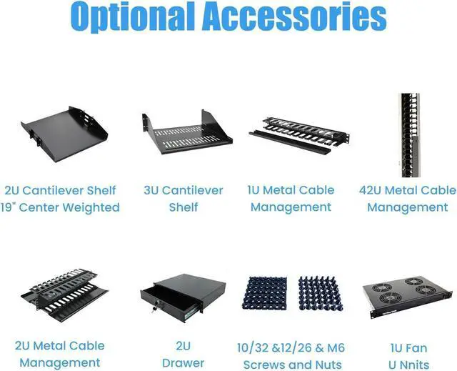 Alt view image 6 of 6 - 6U Wall Mount Open Frame 19'' Server Equipment Rack Threaded 18 inch depth Black