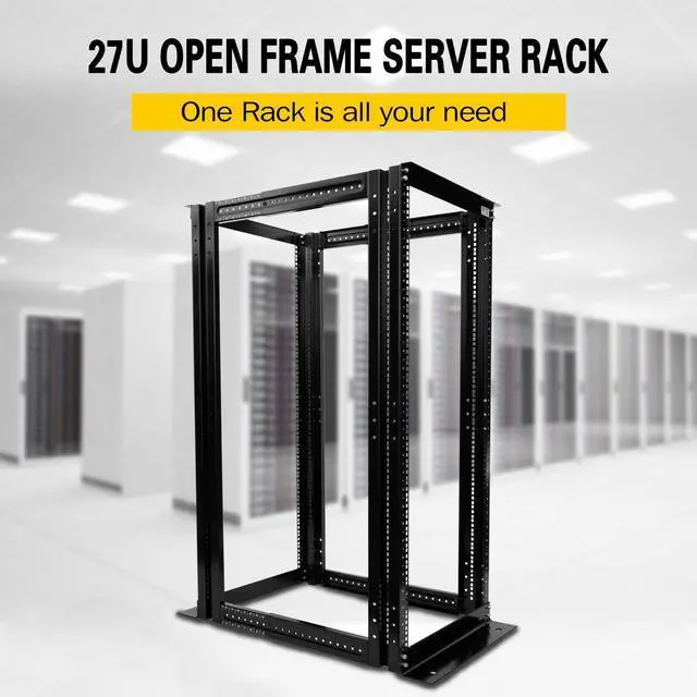 Alt view image 3 of 6 - 27U 4 Post Open Frame Server Network Data Rack Enclosure 19'' Adjustable Depth