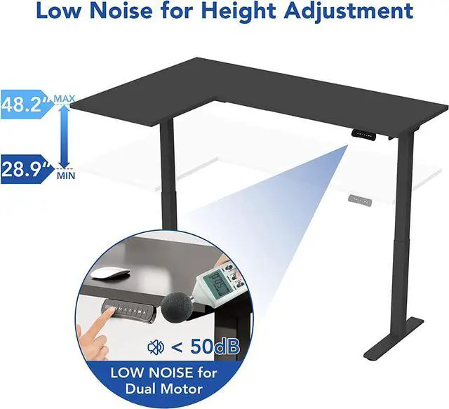 Alt view image 6 of 7 - FLEXISPOT Pro Corner Desk Dual Motor L Shaped Computer Electric Standing Desk Sit Stand Up Desk Height Adjustable Desk Home Office Table with Splice Board, 63x40 Black(2 Pakages)
