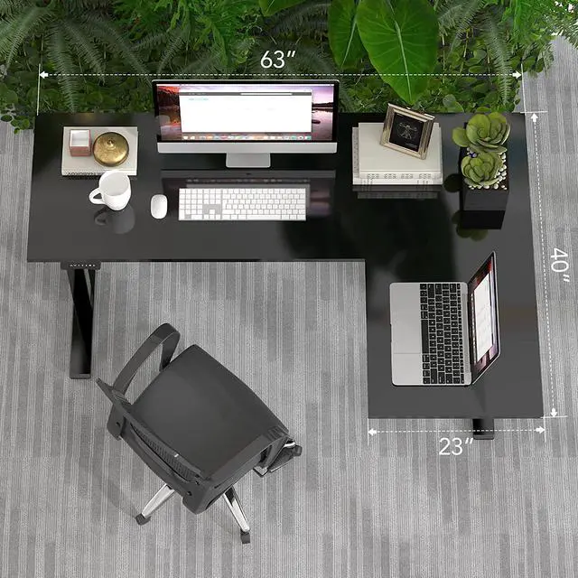 Alt view image 5 of 7 - FLEXISPOT Pro Corner Desk Dual Motor L Shaped Computer Electric Standing Desk Sit Stand Up Desk Height Adjustable Desk Home Office Table with Splice Board, 63x40 Black(2 Pakages)