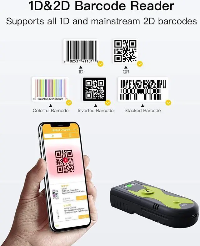 Alt view image 2 of 7 - Bluetooth Scanner 2D Barcode Scanner 2.4Ghz USB Adapter Exclusive Shortcut