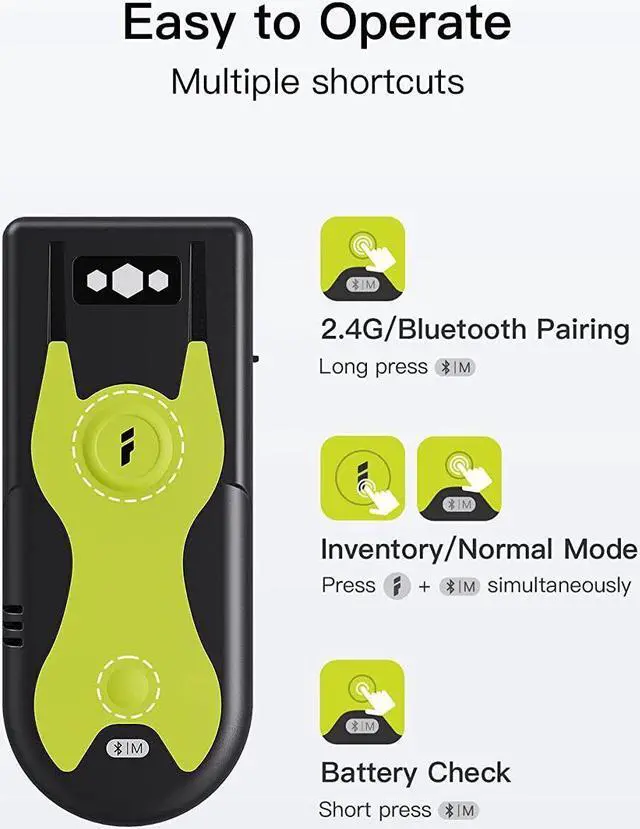 Alt view image 5 of 7 - Bluetooth Scanner 2D Barcode Scanner 2.4Ghz USB Adapter Exclusive Shortcut